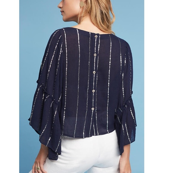 Anthropologie Tops - Anthropologie Striped Bell-Sleeve Blouse